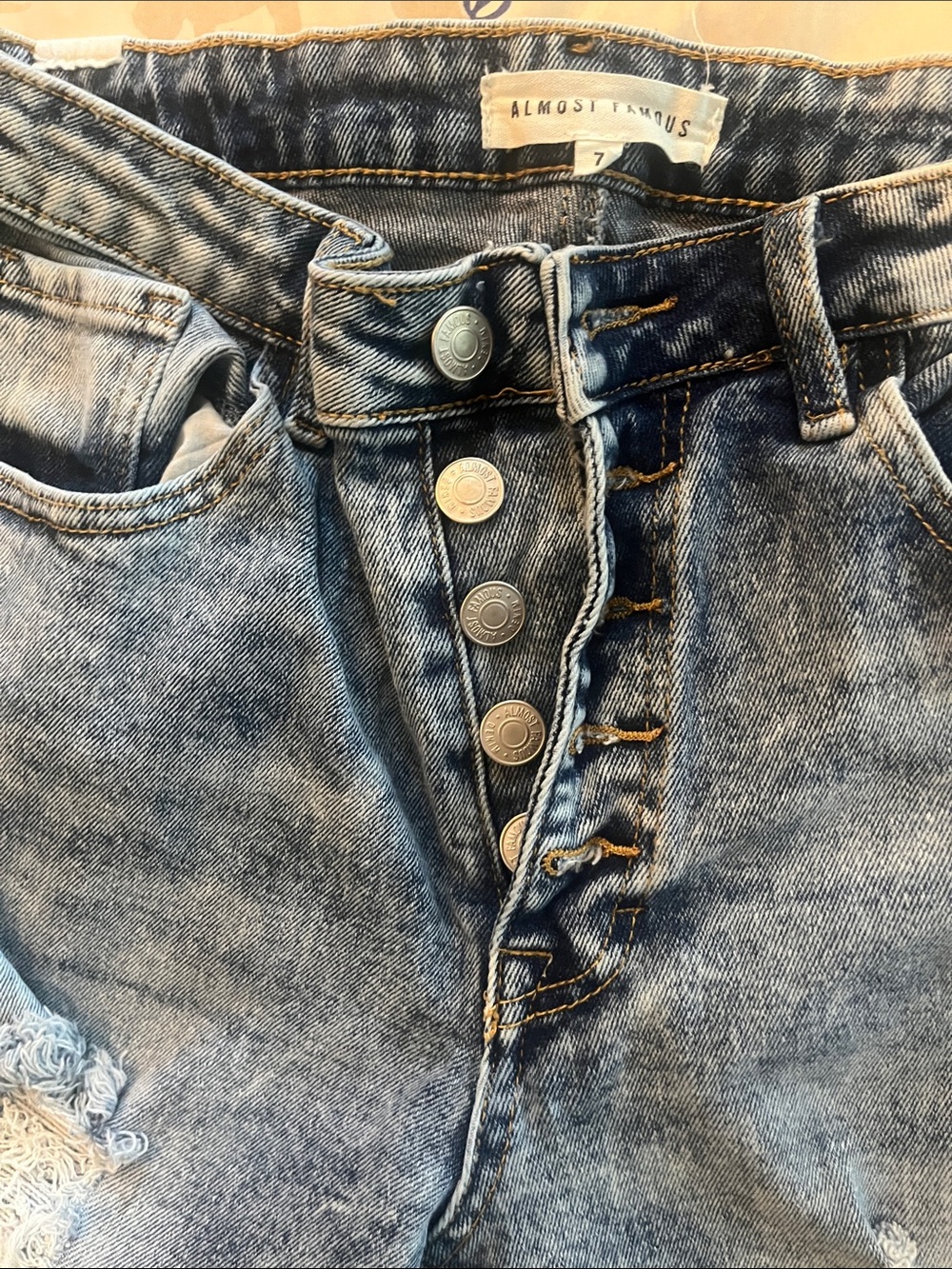 Almost Famous Washed Light Blue Boyfriend Jeans with Button-Fly